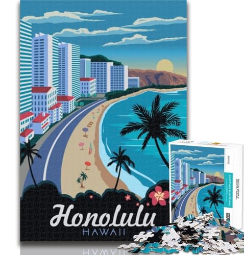1000-teiliges Puzzle Honolulu, Hawaii, Reise-Puzzle, 1000 Teile für Erwachsene und Jugendliche ab 14 Jahren, unmögliches Spiel, Erwachsene und Jugendliche, 26x38cm 1000-teiliges Puzzle Honolulu, Hawaii, Reise-Puzzle, 1000 Teile für Erwachsene und Jugendliche ab 14 Jahren, unmögliches Spiel, Erwachsene und Jugendliche, 26x38cm von GOIUYTGM
