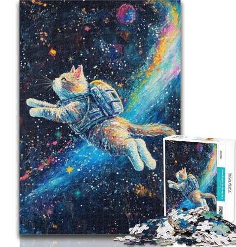 1000-teiliges Puzzle Katze im Weltraum, 1000-teiliges Puzzle, Lernspielzeug, Familienspiele, Geburtstagsgeschenk, Geschenke, 50x75cm von GOIUYTGM