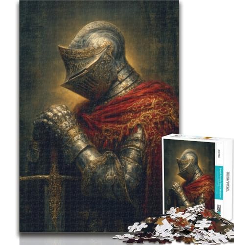 1000-teiliges Puzzle Mächtiger mittelalterlicher Ritter, 1000-teiliges Puzzle für Teenager, Lernspielzeug und Spiele für Erwachsene und Teenager, 26x38cm von GOIUYTGM