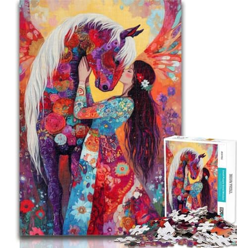 1000-teiliges Puzzle Mädchen und Pferd, 1000 Teile für Erwachsene, Lernspielzeug und Spiele für Erwachsene und Jugendliche, 50x75cm von GOIUYTGM