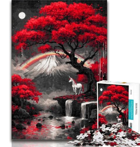 1000-teiliges Puzzle Mysteriöser Berg Fuji für Erwachsene und Jugendliche, Stressabbau, schwierige Herausforderung, stärkt die Liebe zwischen Paaren, 50x75cm von GOIUYTGM