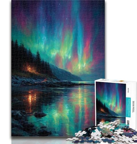 1000-teiliges Puzzle Nordlichter, 1000-teiliges Puzzle für Teenager, Lernspielzeug und Spiele für Erwachsene und Teenager, 26x38cm von GOIUYTGM