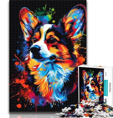 1000-teiliges Puzzle Pembroke Welsh Corgi, Puzzle für Erwachsene, 1000 Teile, für Kinder ab 14 Jahren, unmögliches Spiel, Erwachsene und Jugendliche, 75x50cm von GOIUYTGM