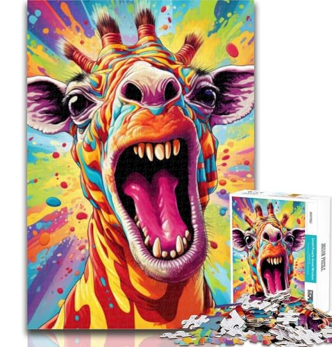 1000-teiliges Puzzle Psychedelische Giraffe, 1000-teiliges Puzzle für Teenager, Lernspielzeug und Spiele für Erwachsene und Teenager, 26x38cm von GOIUYTGM