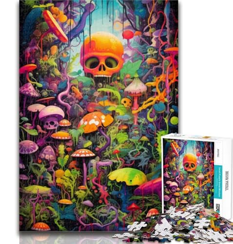1000-teiliges Puzzle Psychedelischer Pilzschädel 1000 Teile für Erwachsene, Lernspielzeug und Spiele für Erwachsene und Jugendliche, 26x38cm von GOIUYTGM