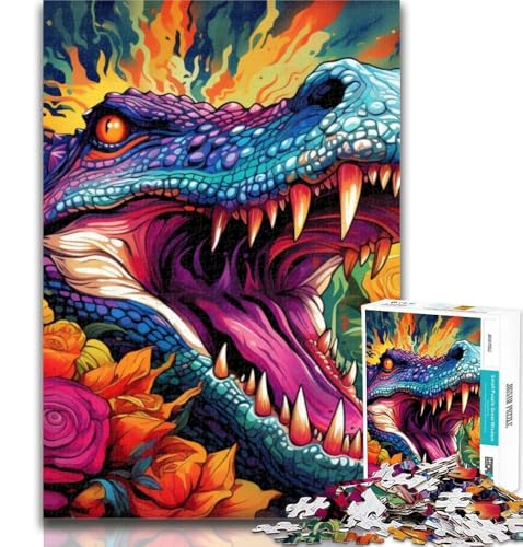 1000-teiliges Puzzle Psychedelisches Nilkrokodil, Puzzle für Erwachsene, 1000 Teile, Lernspielzeug, Familienspiele, stärkt die Liebe zwischen Paaren, 75x50cm von GOIUYTGM
