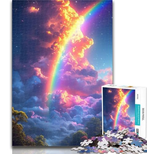 1000-teiliges Puzzle Regenbogen in den Wolken, 1000 Teile für Teenager, Stressabbau, schwierige Herausforderung, stärkt die Liebe zwischen Paaren, 50x75cm von GOIUYTGM