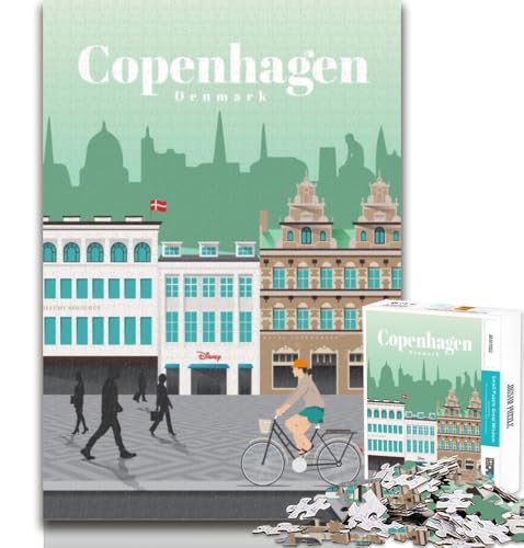 1000-teiliges Puzzle Reise nach Kopenhagen, 1000 Teile für Erwachsene und Jugendliche ab 14 Jahren, unmögliches Spiel, Erwachsene und Jugendliche, 26x38cm 1000-teiliges Puzzle Reise nach Kopenhagen, 1000 Teile für Erwachsene und Jugendliche ab 14 Jahren, unmögliches Spiel, Erwachsene und Jugendliche, 26x38cm von GOIUYTGM