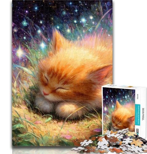 1000-teiliges Puzzle Schlafende Katze, Puzzle 1000 Teile für Erwachsene und Jugendliche, Spielzeug, Lernspiele, Stressabbau, Stärkung der Liebe zwischen Paaren, 26x38cm von GOIUYTGM