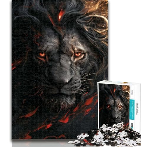 1000-teiliges Puzzle Schwarzer Löwe, 1000 Teile für Erwachsene, Lernspielzeug und Spiele für Erwachsene und Jugendliche, 50x75cm von GOIUYTGM