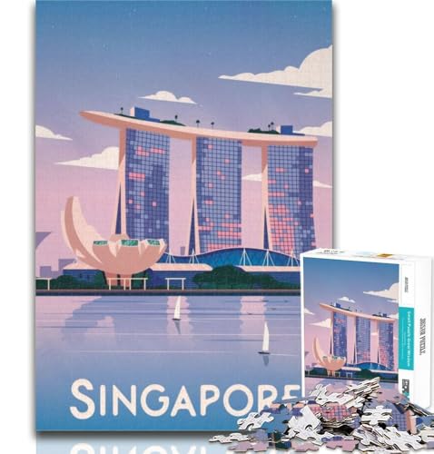 1000-teiliges Puzzle Singapore für Erwachsene, ganze Familie, geeignet für Kinder ab 14 Jahren, 75x50cm von GOIUYTGM