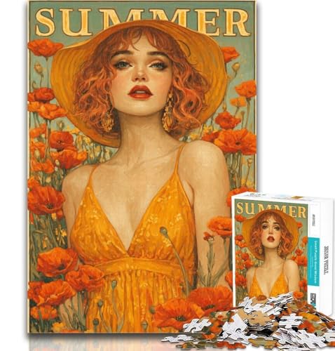 1000-teiliges Puzzle Sommermädchen für Teenager, Lernspiele, Heimdekoration, Geschenk für die ganze Familie, 26x38cm 1000-teiliges Puzzle Sommermädchen für Teenager, Lernspiele, Heimdekoration, Geschenk für die ganze Familie, 26x38cm von GOIUYTGM