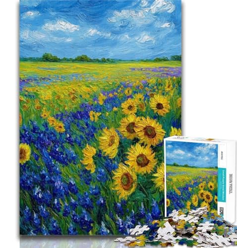 1000-teiliges Puzzle Sonnenblumenfeld, Puzzle für Erwachsene, 1000 Teile, Lernspiel zum Geburtstag, Weihnachten für und ab 14 Jahren, 50x75cm von GOIUYTGM