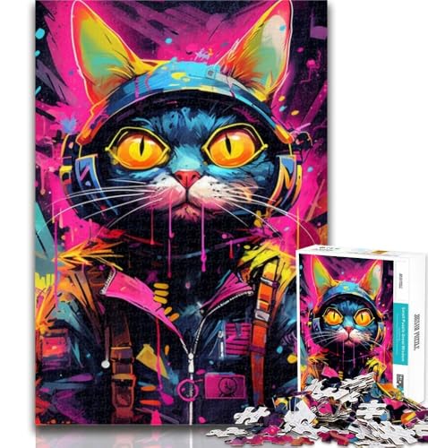 1000-teiliges Puzzle Techno Cat, 1000-teiliges Puzzle für Teenager, Lernspielzeug, einzigartige Heimdekoration und Geschenke, 50x75cm 1000-teiliges Puzzle Techno Cat, 1000-teiliges Puzzle für Teenager, Lernspielzeug, einzigartige Heimdekoration und Geschenke, 50x75cm von GOIUYTGM