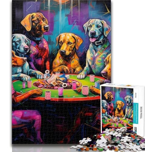 1000-teiliges Puzzle Tiere Spielen Poker, 1000 Teile für Erwachsene und Jugendliche ab 14 Jahren, unmögliches Spiel, Erwachsene und Jugendliche, 26x38cm von GOIUYTGM