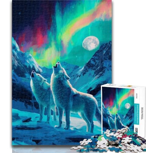 1000-teiliges Puzzle Wolf unter der Aurora, 1000-teiliges Puzzle für Erwachsene und Jugendliche, pädagogisches Spielzeug zum Stressabbau, tolle Geschenke und Spielzeuge, 50x75cm 1000-teiliges Puzzle Wolf unter der Aurora, 1000-teiliges Puzzle für Erwachsene und Jugendliche, pädagogisches Spielzeug zum Stressabbau, tolle Geschenke und Spielzeuge, 50x75cm von GOIUYTGM