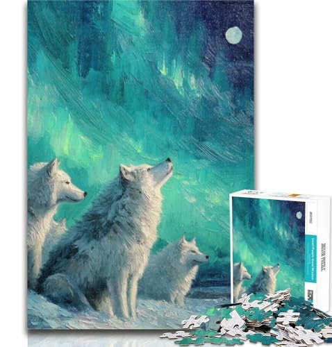 1000-teiliges Puzzle Wolf unter der Aurora, 1000-teiliges Puzzle für Teenager, Stressabbau, Staycation, Zeitvertreib, lustiges Geschenk, 50x75cm 1000-teiliges Puzzle Wolf unter der Aurora, 1000-teiliges Puzzle für Teenager, Stressabbau, Staycation, Zeitvertreib, lustiges Geschenk, 50x75cm von GOIUYTGM