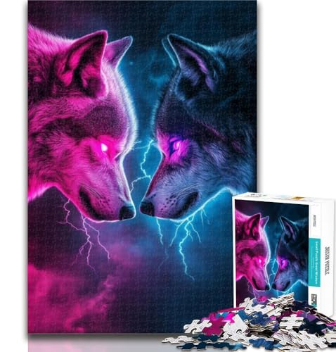 1000-teiliges Puzzle Zwei Wölfe 1000-teiliges Puzzle für Erwachsene, Geschenke, Lernspiel, Herausforderungsspielzeug für Frauen und Männer, 26x38cm von GOIUYTGM
