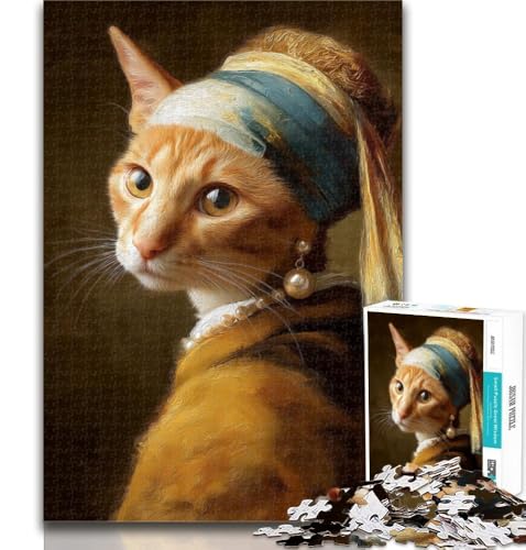 1000-teiliges Puzzle für Erwachsene, Geschenke Die böse Katze mit Perlen, Puzzle für Erwachsene, Spielspielzeug, jedes Teil ist einzigartig – anspruchsvolles Familienspiel, 26x38cm von GOIUYTGM