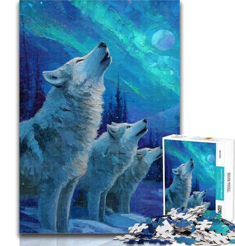 1000-teiliges Puzzle für Erwachsene, Wolf unter der Aurora, Teenager-Puzzle, Geburtstagsgeschenk, Geschenke, Wandkunst für Kinder ab 14 Jahren, 50x75cm 1000-teiliges Puzzle für Erwachsene, Wolf unter der Aurora, Teenager-Puzzle, Geburtstagsgeschenk, Geschenke, Wandkunst für Kinder ab 14 Jahren, 50x75cm von GOIUYTGM