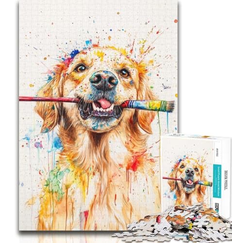 1000-teiliges Puzzle für Erwachsene und Teenager, Golden Retriever-Maler, Teenager-Puzzles, Lernspielzeug, lustige Familienspiele, einzigartige Heimdekoration, 26x38cm 1000-teiliges Puzzle für Erwachsene und Teenager, Golden Retriever-Maler, Teenager-Puzzles, Lernspielzeug, lustige Familienspiele, einzigartige Heimdekoration, 26x38cm von GOIUYTGM