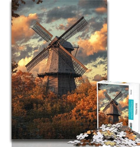 1000-teiliges Puzzle für Erwachsene und Teenager, Herbst-Windmühlen-Puzzles für Teenager, Lernspielzeug, lustige Familienspiele, einzigartige Heimdekoration, 50x75cm von GOIUYTGM