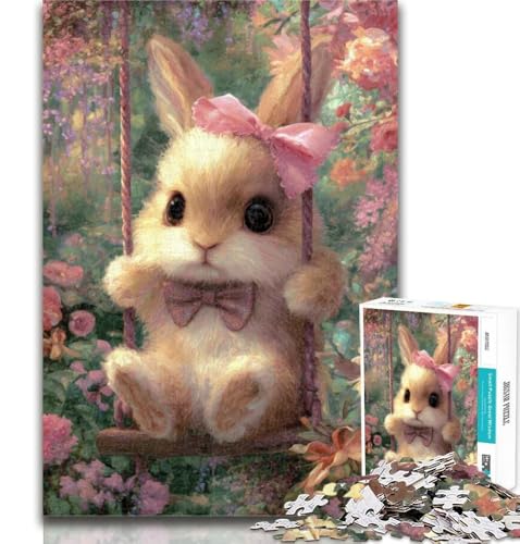 1000-teiliges Puzzle für Jugendliche und Erwachsene, Baby-Häschen auf der Schaukel, 1000-teiliges Puzzle, Familienspiel zum Stressabbau, schwierige Herausforderung, geeignet für Paare, 26x38cm von GOIUYTGM