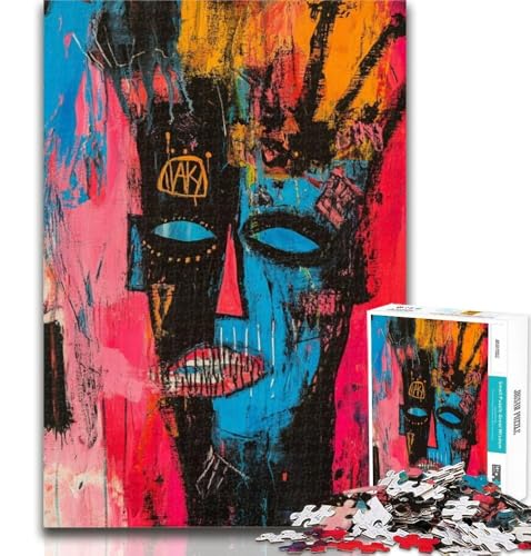 1000-teiliges Puzzle im Basquiat-Stil, 1000-teiliges Puzzle, anspruchsvoll und schwierig mit vollständig ineinandergreifenden, zufällig geformten Teilen, 26x38cm von GOIUYTGM