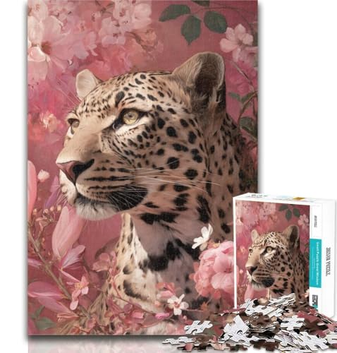 1000-teiliges Puzzle mit Blumen und Leoparden, 1000 Teile Puzzle für Jugendliche, Lernspiel, Herausforderungsspielzeug für Frauen und Männer, 26x38cm von GOIUYTGM