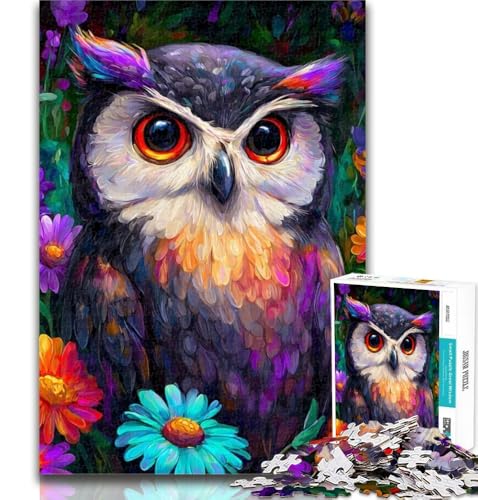 1000-teiliges Puzzle mit Blumeneule für Erwachsene, 1000 Teile, Spielzeug, Lernspiele, Stressabbau, tolle Geschenke und Spielzeuge, 50x75cm von GOIUYTGM