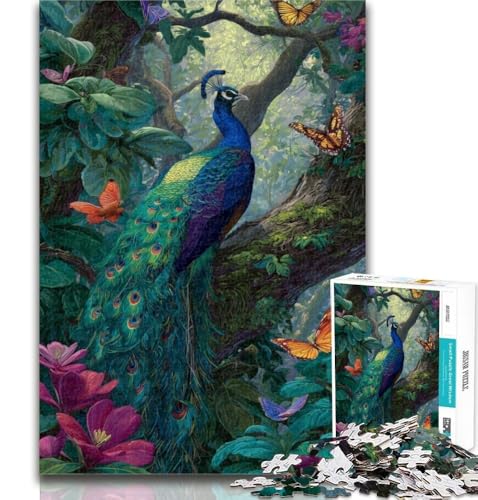 1000-teiliges Puzzle mit Dschungelpfauenmotiv für Teenager, 1000 Teile, anspruchsvolles Spiel und Familienspiel, Wichtelgeschenke, 50x75cm von GOIUYTGM