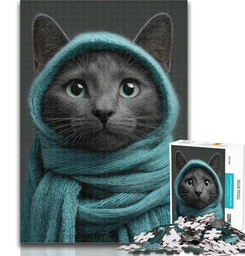 1000-teiliges Puzzle mit Katzenmotiv, für Teenager, 1000 Teile, anspruchsvolles Spiel und Familienspiel, Wichtelgeschenke, 26x38cm von GOIUYTGM