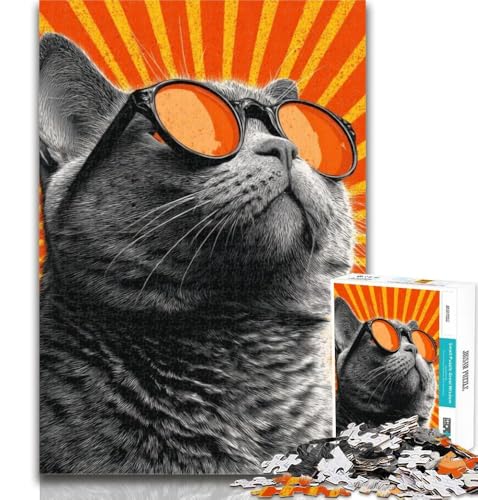 1000-teiliges Puzzle mit Katzenmotiv für Erwachsene, 1000 Teile, Spielzeug, Lernspiele, Stressabbau, tolle Geschenke und Spielzeuge, 26x38cm von GOIUYTGM