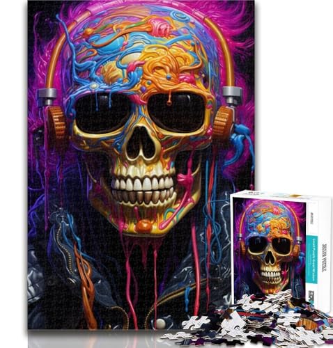1000-teiliges Puzzle mit Musik-Totenkopf, Puzzle für Erwachsene, 1000 Teile, Entspannungsspiele ganze Familie, 26x38cm von GOIUYTGM