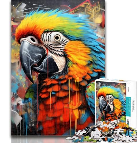1000-teiliges Puzzle mit Papageien-Graffiti-Puzzle für Erwachsene, 1000 Teile, Trainieren Sie Ihr Gehirn und Ihre Hände, Geburtstagsgeschenk, Geschenke, 75x50cm von GOIUYTGM