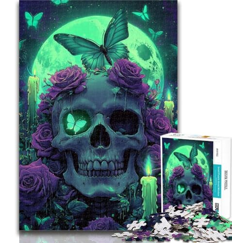 1000-teiliges Puzzle mit Totenkopf und Schmetterling, 1000-teiliges Puzzle, Lernspiel für Geburtstag, Weihnachten für und ab 14 Jahren, 26x38cm von GOIUYTGM