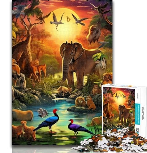 1000-teiliges Puzzle mit afrikanischen Tieren für Erwachsene, ganze Familie, geeignet für und ab 14 Jahren, 75x50cm von GOIUYTGM