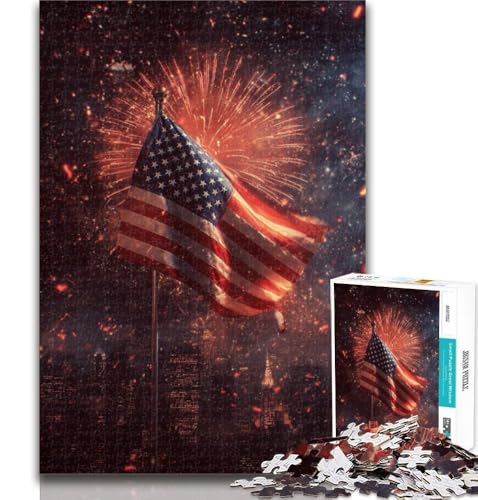 1000-teiliges Puzzle mit amerikanischer Flagge für Erwachsene, 1000 Teile, Spielzeug, Lernspiele, Stressabbau, tolle Geschenke und Spielzeuge, 50x75cm von GOIUYTGM