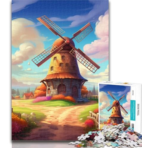 1000-teiliges Windmühlen-Puzzle für Teenager, Lernspiele, Heimdekoration, Geschenk für die ganze Familie, 26x38cm von GOIUYTGM