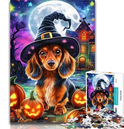 Halloween-Puzzle für Erwachsene mit Dackelmotiv, 1000 Teile, Lernspiel für Geburtstage, Weihnachten und ab 14 Jahren, 26x38cm von GOIUYTGM