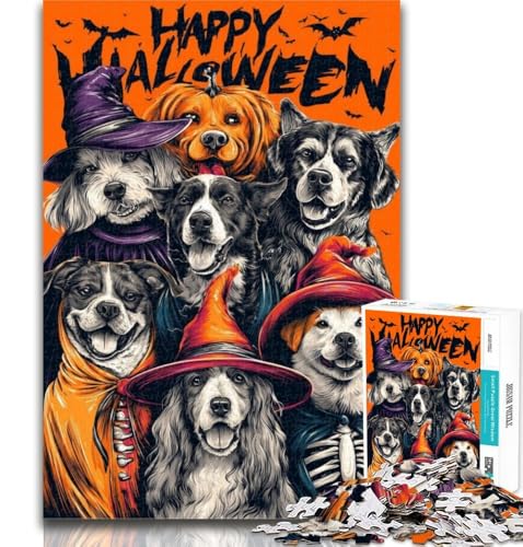 Halloween-Puzzle mit Hund, 1000 Teile, für Erwachsene und Jugendliche, Lernspiel für Geburtstage und Weihnachten, ab 14 Jahren, 50x75cm von GOIUYTGM