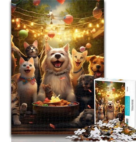 Hundeparty-Puzzle für Teenager, mit vollständig ineinandergreifenden, zufällig geformten Teilen für Kinder ab 14 Jahren, 50x75cm von GOIUYTGM