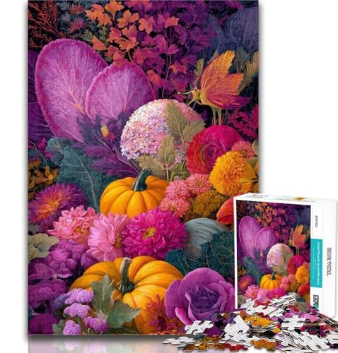 Kürbisblumen-Puzzle, 1000 Teile, für Erwachsene und Jugendliche, Lernspiel für Geburtstage und Weihnachten, ab 14 Jahren, 26x38cm von GOIUYTGM
