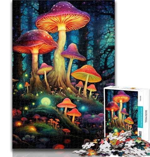 Puzzle 1000 Teile für Teenager, Bunte Pilzkunst, Teenager-Puzzles, Quizspiel, Wanddekoration, einzigartige Geburtstags, 26x38cm von GOIUYTGM