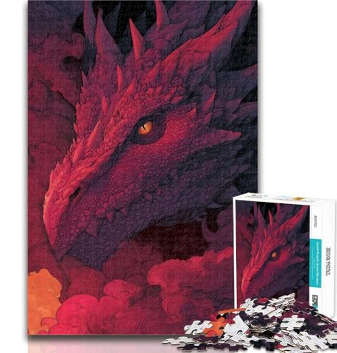 Puzzle 1000 Teile für Teenager, Roter Drache, Teenager-Puzzle, Quizspiel, Wanddekoration, einzigartige Geburtstags, 26x38cm von GOIUYTGM