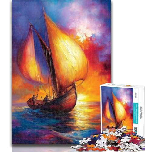 Puzzle 1000 Teile für Teenager, Segelboot-Ölgemälde, Teenager-Puzzles, Quizspiel, Wanddekoration, einzigartige Geburtstags, 26x38cm von GOIUYTGM