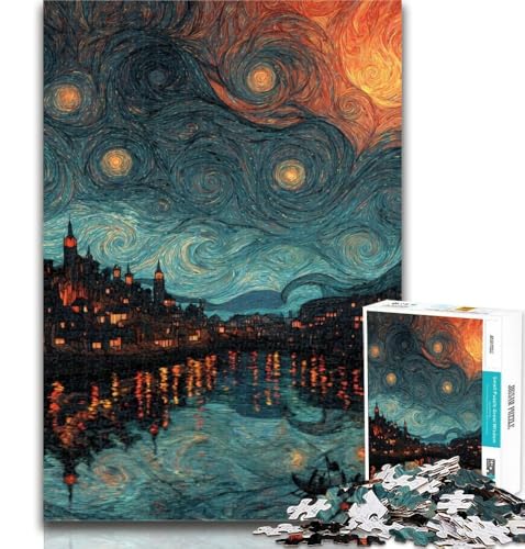 Puzzle 1000 Teile für Teenager, Stadt unter dem Nachthimmel, Teenager-Puzzles, Quizspiel, Wanddekoration, einzigartige Geburtstags, 26x38cm Puzzle 1000 Teile für Teenager, Stadt unter dem Nachthimmel, Teenager-Puzzles, Quizspiel, Wanddekoration, einzigartige Geburtstags, 26x38cm von GOIUYTGM