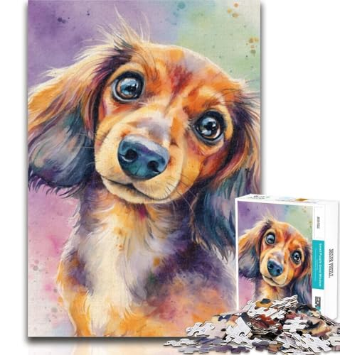 Puzzle 1000 Teile für Teenager Aquarell-Dackel Teenager-Puzzles, Quizspiel Wanddekoration Einzigartige Geburtstags 26x38cm von GOIUYTGM