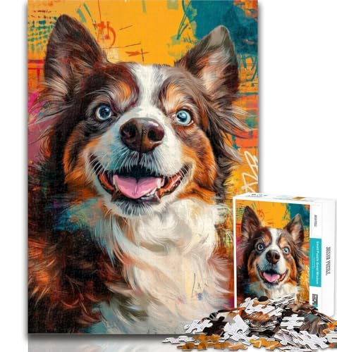 Puzzle 1000 Teile für Teenager Australian Shepherd Teenager-Puzzles, Quizspiel, Wanddekoration, einzigartige Geburtstags, 50x75cm von GOIUYTGM