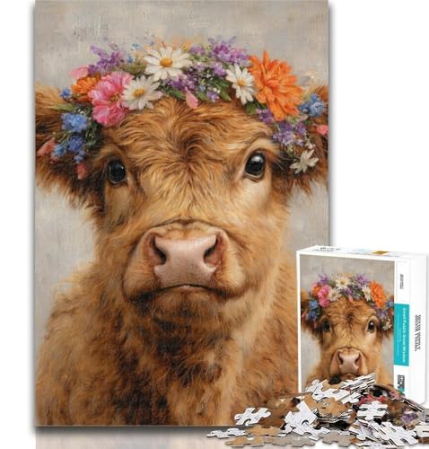 Puzzle 1000 Teile für Teenager Baby Highland Cow Teenager-Puzzles, Quizspiel Wanddekoration Einzigartige Geburtstags 26x38cm von GOIUYTGM